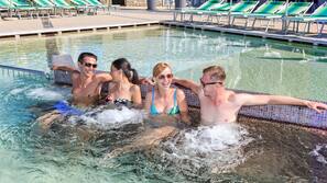 Indoor pool, 2 outdoor pools, open 8 AM to 8 PM, pool umbrellas
