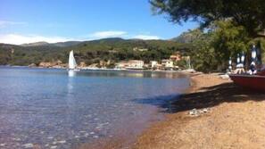 Spiaggia privata, lettini da mare, ombrelloni, teli da spiaggia