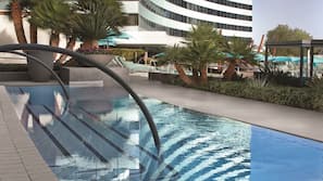Outdoor pool, pool cabanas (surcharge), pool loungers