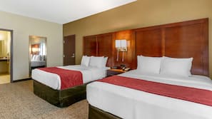 Premium bedding, desk, iron/ironing board, free cots/infant beds