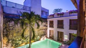 Indoor pool, outdoor pool, pool umbrellas, sun loungers