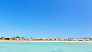 On the beach, beach towels, snorkelling, kayaking