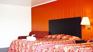 Pillowtop beds, iron/ironing board, linens