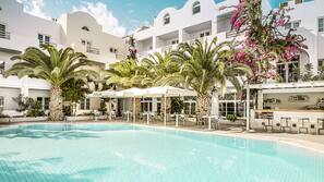 Indoor pool, seasonal outdoor pool, pool umbrellas