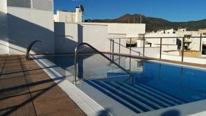 Outdoor pool, sun loungers