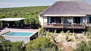 2 outdoor pools, pool umbrellas, pool loungers