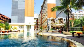 2 outdoor pools, pool umbrellas, pool loungers