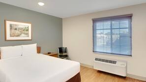 Desk, blackout drapes, iron/ironing board, free WiFi