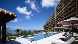 2 outdoor pools, open 8:30 AM to 6:00 PM, pool umbrellas