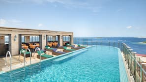 Outdoor pool, pool loungers
