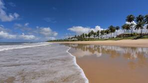 Private beach, beach umbrellas