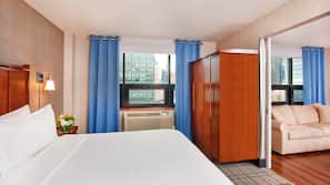 Hypo-allergenic bedding, down duvet, pillow top beds, in-room safe