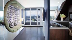 In-room safe, desk, laptop workspace, iron/ironing board