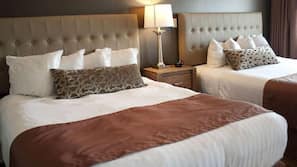 Premium bedding, down duvet, pillow top beds, desk