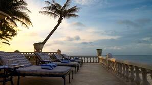 Private beach, white sand, beach cabanas, sun loungers