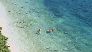 Private beach, sun-loungers, beach umbrellas, sailing