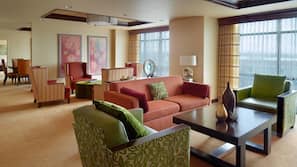 Premium bedding, down comforters, pillowtop beds, in-room safe