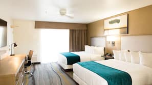 Premium bedding, down comforters, pillowtop beds, desk
