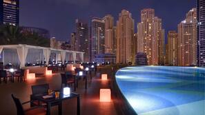 Outdoor pool, pool umbrellas