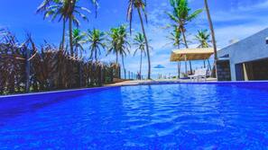 Outdoor pool, pool umbrellas