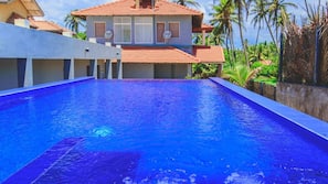 Outdoor pool, pool umbrellas