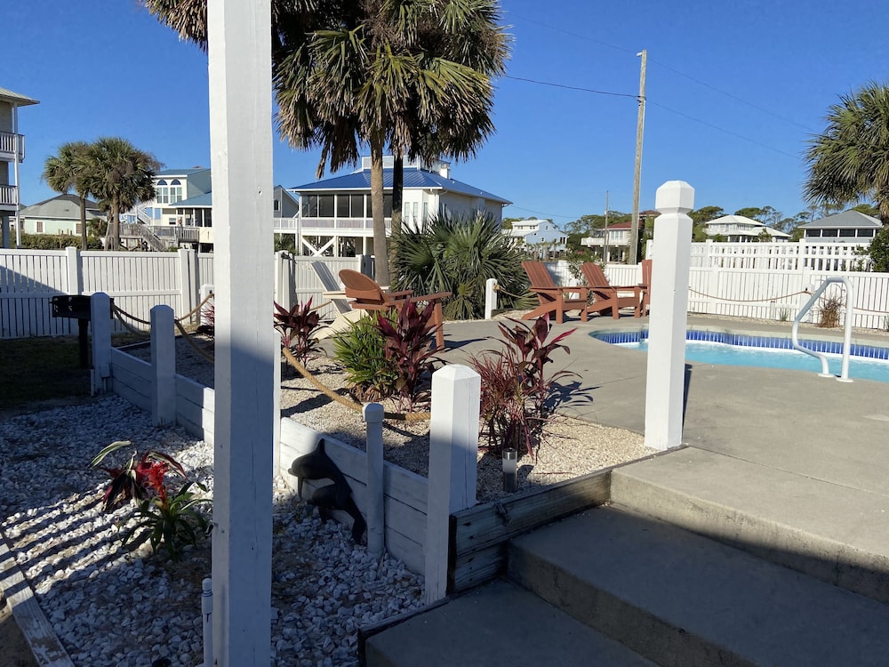 Balcony, BEACH BUM COTTAGES - STEPS FROM BEACH, INGROUND POOL, PERFECT LOCATION