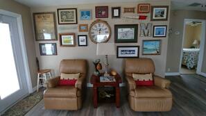 TV, DVD player, books, video library