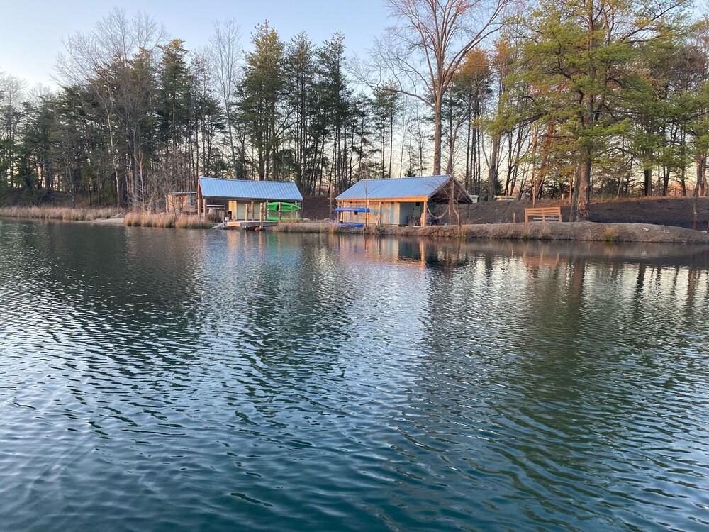 Castaway lake side canvas cottage scene, Jasonville Room Prices