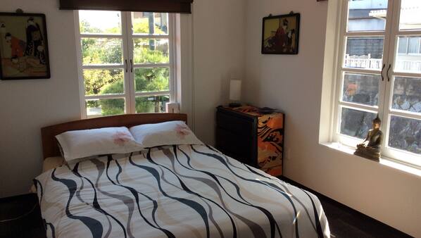 Blackout drapes, iron/ironing board, free WiFi, linens