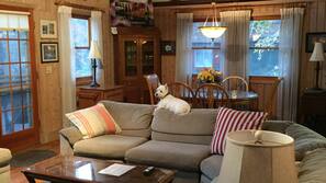 TV, fireplace, DVD player, foosball