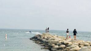 On the beach, scuba diving, snorkelling, waterskiing
