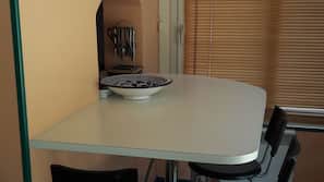 Fridge, microwave, hob, espresso maker