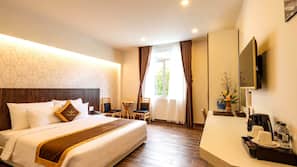 Premium bedding, free minibar items, blackout drapes, soundproofing