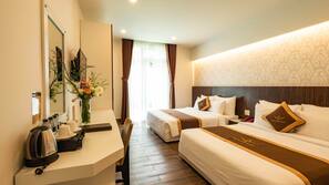 Premium bedding, free minibar items, blackout drapes, soundproofing