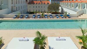 Outdoor pool, pool loungers