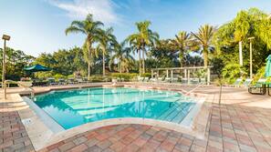 2 outdoor pools, pool umbrellas, pool loungers
