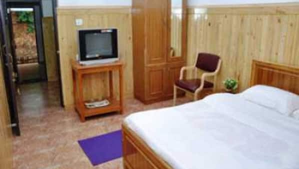 2 bedrooms, desk, blackout curtains, iron/ironing board