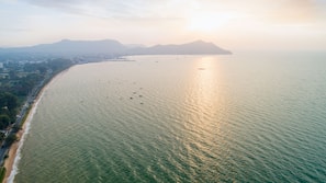 靠近海滩、免费海滩班车