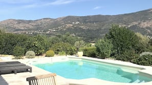Outdoor pool, sun loungers