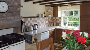 Dishwasher, coffee/tea maker, cookware/dishes/utensils