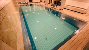 Indoor pool, open 6:30 AM to 10:00 PM, sun loungers