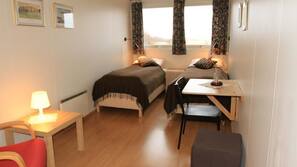 Blackout drapes, free WiFi, linens