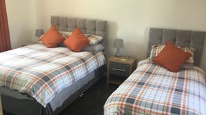 2 bedrooms, premium bedding, blackout drapes, iron/ironing board