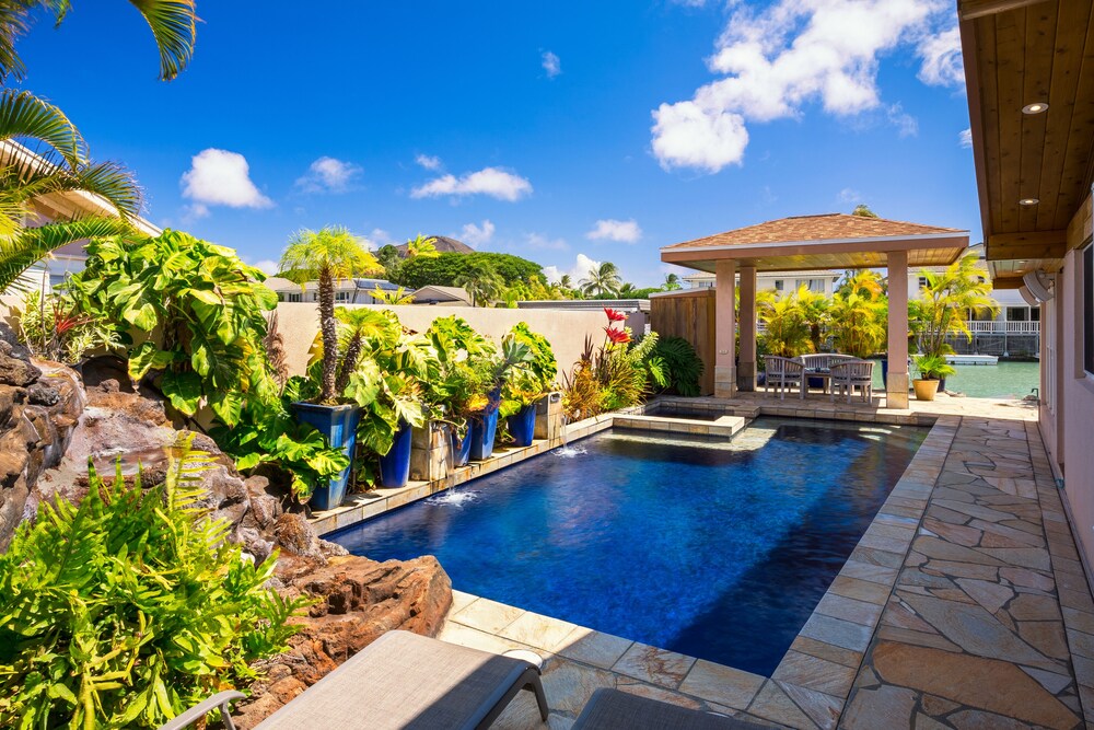 Secluded waterfront homelava waterfall, saltwater pool, spa, sauna Honolulu 2024 Prices Vrbo