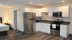 Mini-fridge, microwave, coffee/tea maker