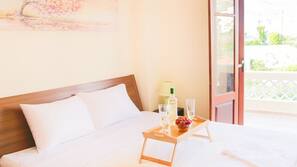Iron/ironing board, free cots/infant beds, free WiFi, linens