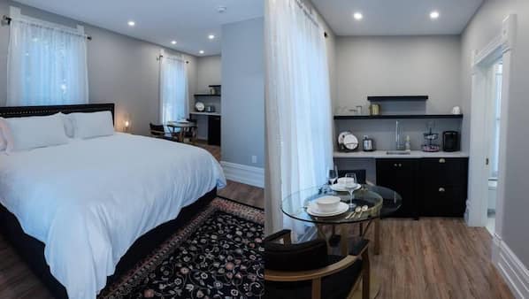 Premium bedding, pillowtop beds, laptop workspace, iron/ironing board