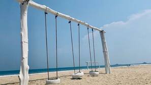 Private beach, beach volleyball