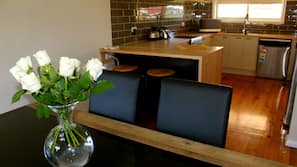 Fridge, microwave, oven, hob