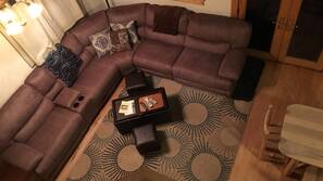 TV, DVD player, books, music library
